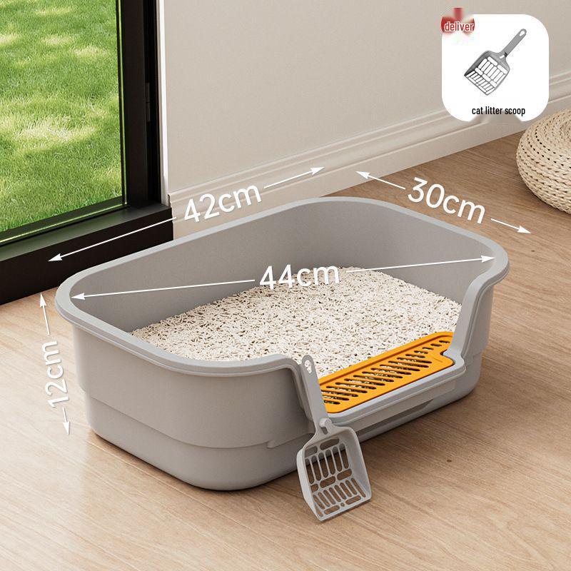 Extra Large Splash-Proof High-Sided Cat Litter Box, Semi-Enclosed & Easy to Clean