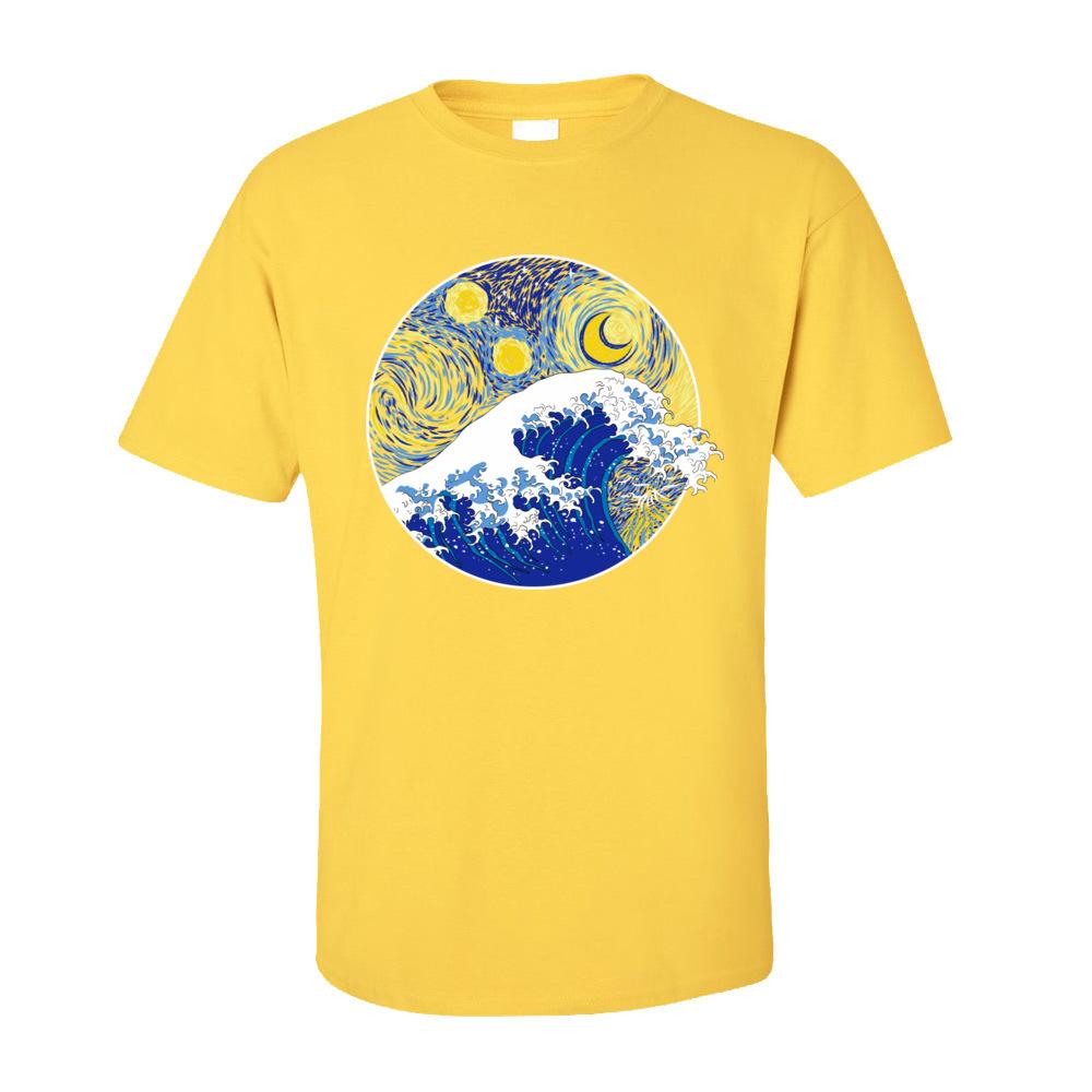 

Tops TShirt Men Great Starry Wave T Shirt Thanksgiving Day Short Sleeve 100 Cotton Crew Neck Mens TShirt Personalized 4XL