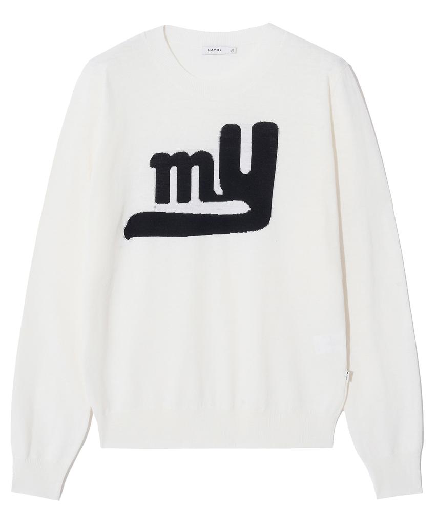 MAYOL My Logo Intarsia Round Neck Knit_Ivory