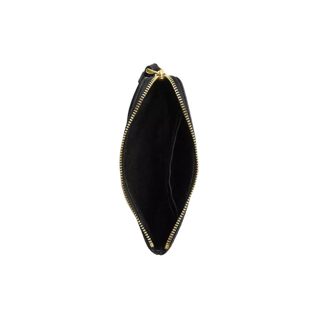 Coach Corner Zip 16 Crossgrain Leather Wallet Clutch Wristlet Mini Women Wallets Black 58032-IMBLK