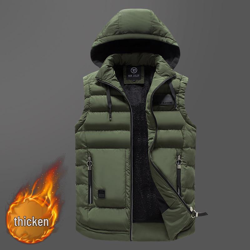 Men's Autumn/Winter Fashion Vest with Detachable Hood - Casual Cotton