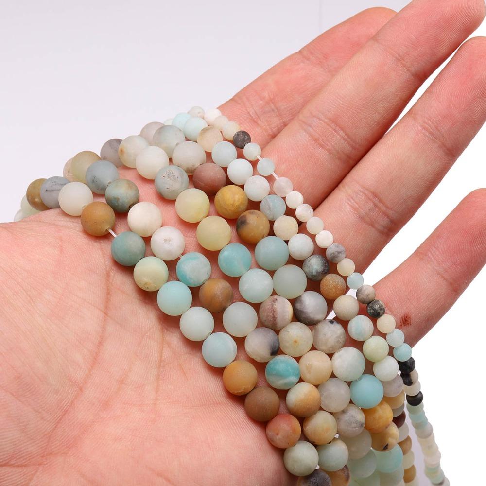 1strand/lot 4 6 8 10 12 mm Matte Amazonite Round Natural Stone Loose Beads Spacer Bead For Jewelry Making DIY Necklace Bracelet