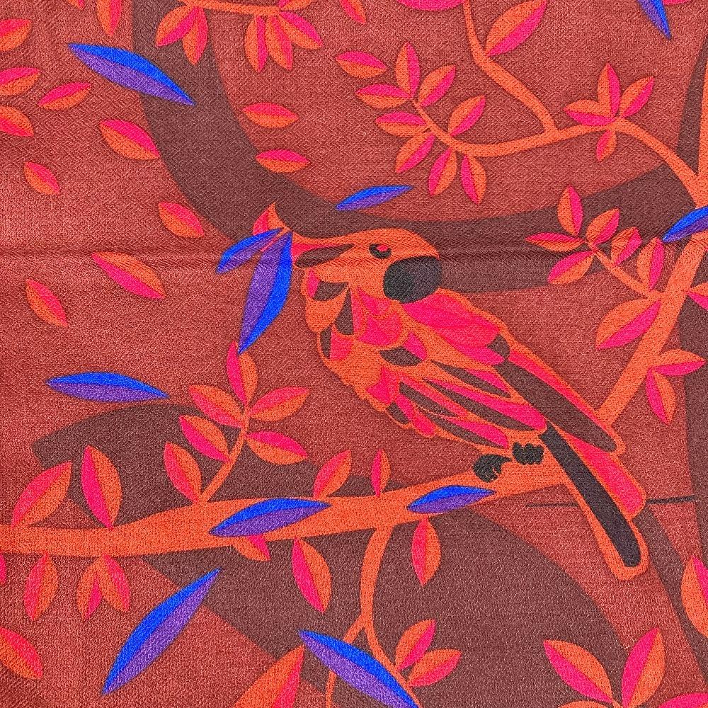 CARTIER PANTHERE Leopard Logo Large Scarf 140 Stole/Shawl Cashmere / silk Red