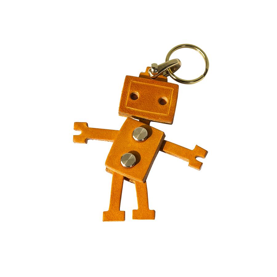 Handmade Genuine Leather Robot Keychain -Unique Top-Grain Leather Pendant Charm for Keys, Bag, Backpack Decor