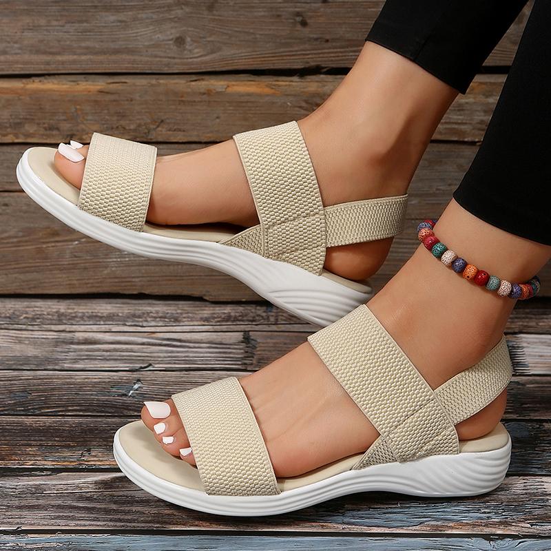 Lucyever Elastic Knitted Platform Sandals Women Summer Slip On Wedge Sandles Woman Lightweight Non Slip Sandalias Mujer 2024