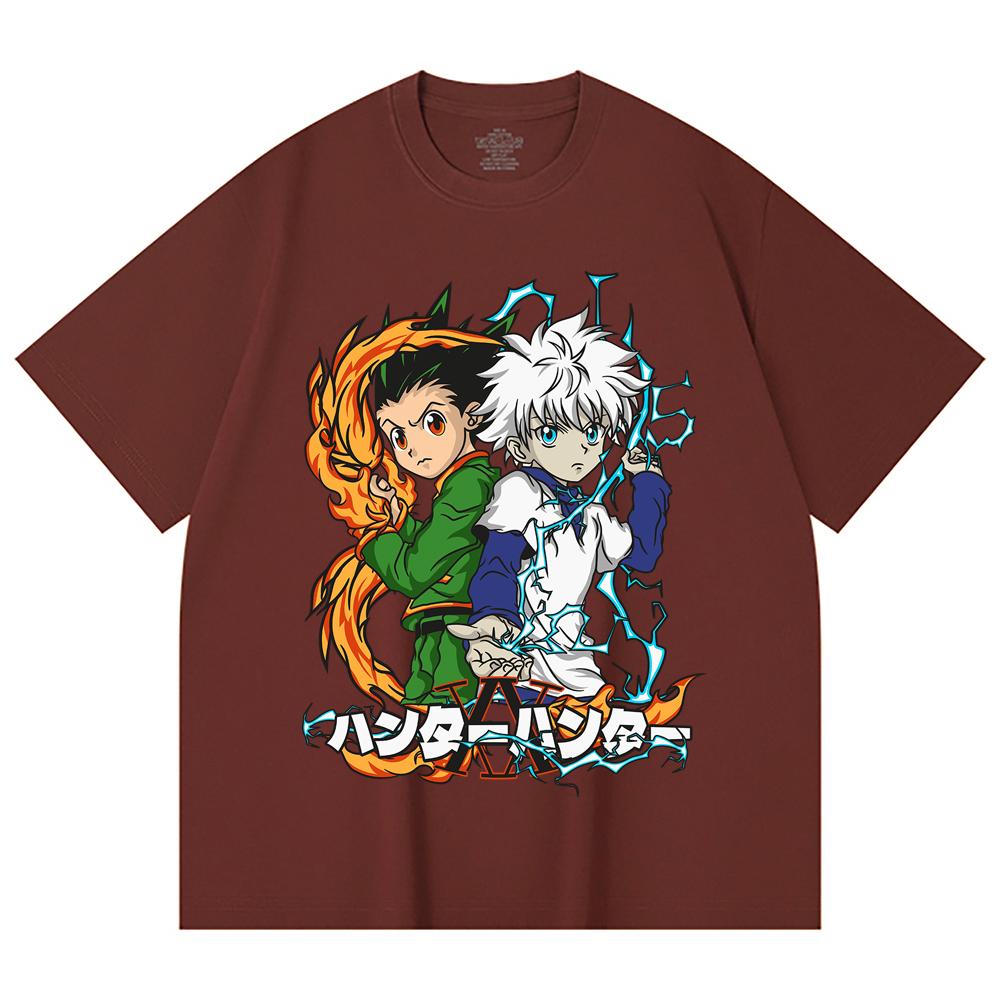 230 Gsm 100% Cotton HXH V7 Gon Killua Print Unisex Heavy Cotton T Shirt