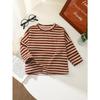 Kids Long Sleeve Striped Round Neck Casual T Shirt