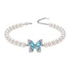 Elegant S925 Sterling Silver Butterfly Pearl Bracelet with Pink Blue Zircon