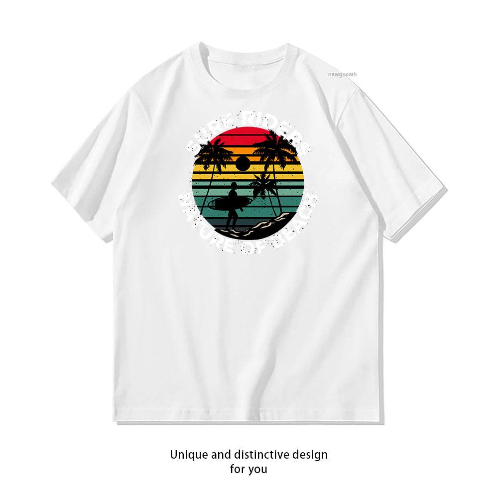 

Surf Riders Beach Nature cotton T shirt Unisex Adult couple streetwealtops tee Short sleev Casual S