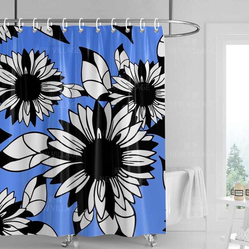 Home shower curtains bathroom Decora waterproof fabric non-slip bathmat water absorption curtain Modern nordic simple plant