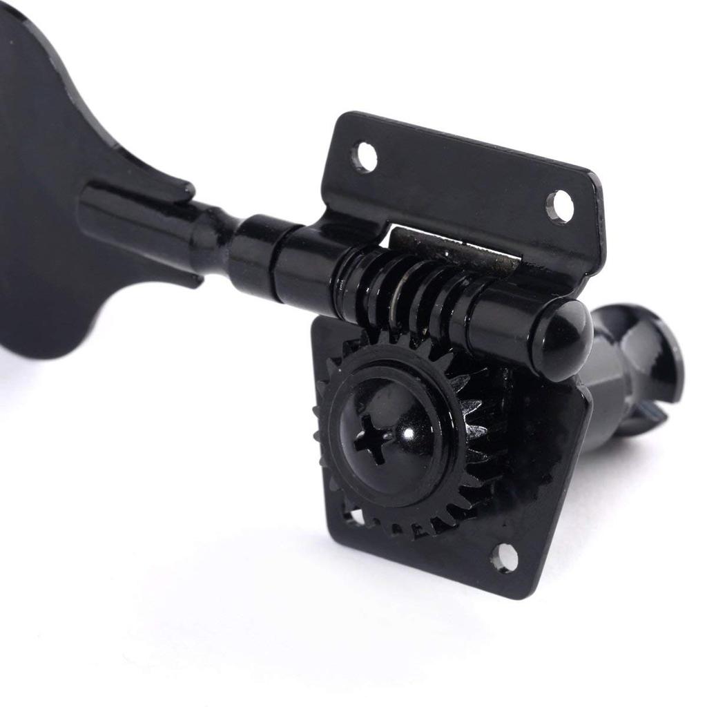 Musiclily Basic L2+ R2 Open Gear Bass Tuners for 4-String Ibanez-Style Electric Basses, Black