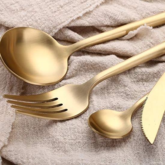 Minky Cutlery Cutlery Set Gold Stylish Tableware Stainless Steel Dinner Cutlery Set Knife Spoon Fork Set Steak Knife Table Knife Dessert Spoon Pasta