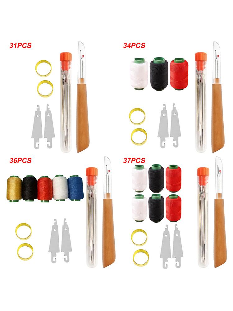 31/34/36/37Pcs Sewing Tool Set Portable Big Eye Steel Sewing Needles Kit Needles Thread Hand Repair Tools for Craft Projects