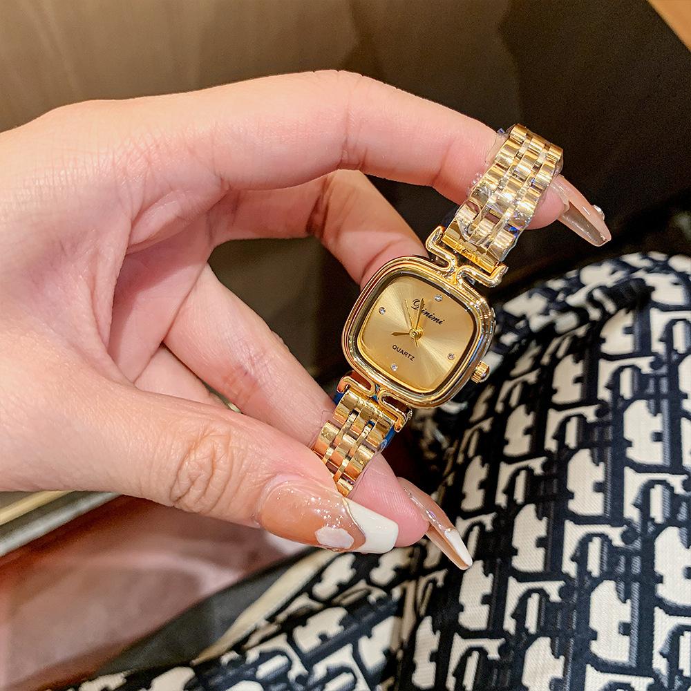 Модные маленькие квадратные часы, элегантные женские часы, браслет из легированной стали, женские часы, простые женские кварцевые часы