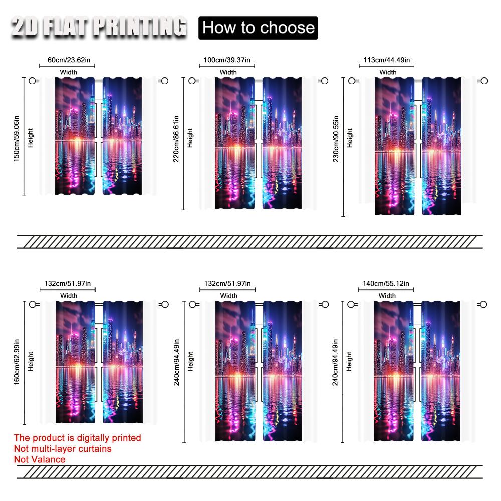 2 st Abstrakta Tryckta Fönstergardiner För Sovrum Kontor Kök Vardagsrum Och Arbetsrum Med Stånghål Fönsterbehandling