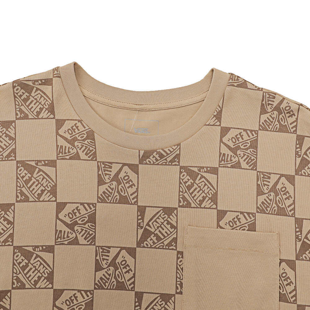 Vans Skate Checker Pocket Soft Comfortable Skin-Friendly Versatile Short Sleeve T-Shirt Men Tops Khaki VN000GQHCTG