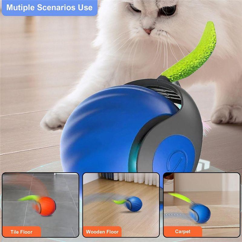 Practical-Wave-Design Interactive Cat Ball Pet With For Indoor Cats For Smart Obstacle Avoidance Flexible Scrolling Blue