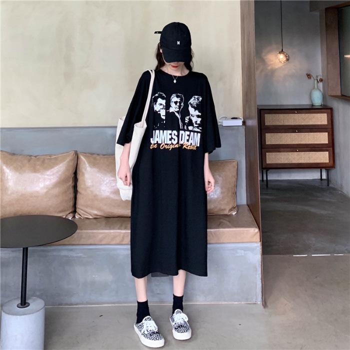 Korean Style Knee-Length Nightdress for Plus Size Women - Loose, Casual, and Comfortable Spring/Summer Dress.