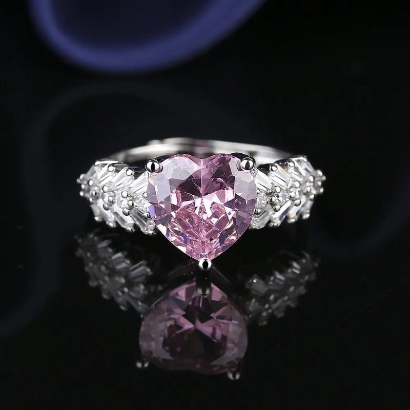 Dream Light Luxury Copper Love Pink Zircon Wheat Ear Ladies Romantic Ring Jewelry