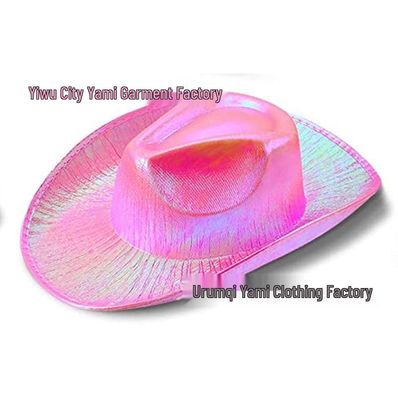 Pink Denim Western Cowboy Hat with Feather Edge One Size