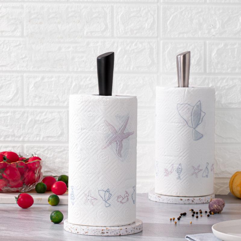 Marble Base Kitchen Paper Towel Holder Roll Paper Holder Punch Free Desktop Accessories Storage Shelf