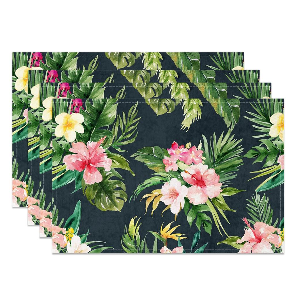 Bohemian Floral Placemats Delicate Daisy Rose Design Elegant Aesthetic Washable Table Mats for Dining Kitchen Tea Party Decor