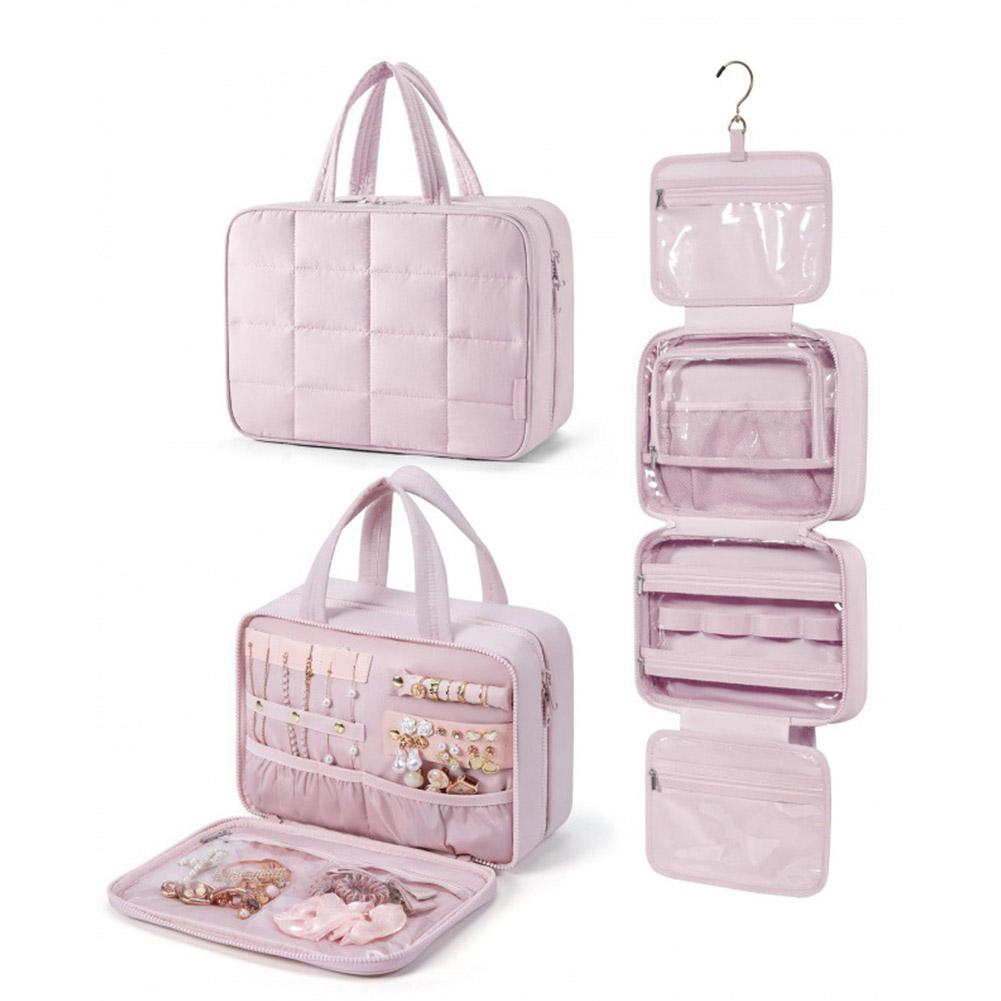Hanging Foldableable Makeup Bag Large Capacity Jewelry&Toiletries Storage Bag Travel Cosmetic Bag Handbag Storage Organizer Case