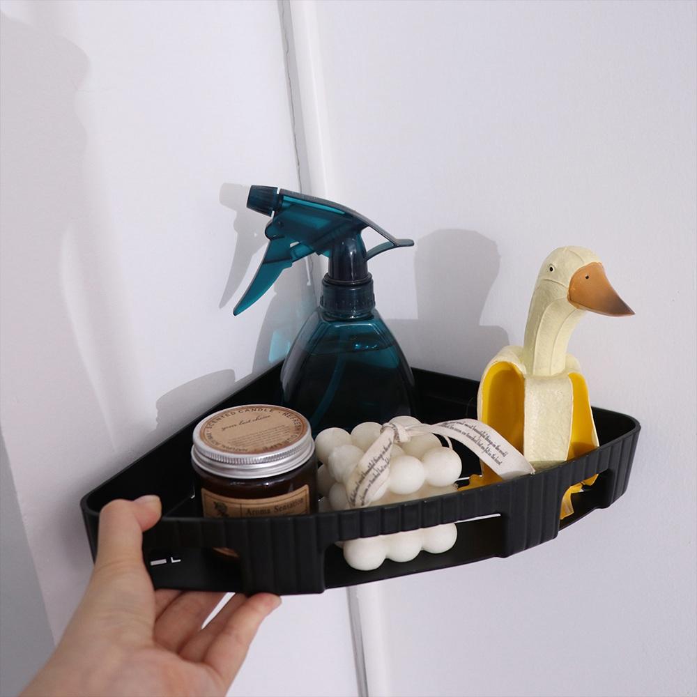 

Plastic Corner Shower Rack Simple Shampoo Storage Rack Shower Accessories Triangle Shelf Bathroom серый