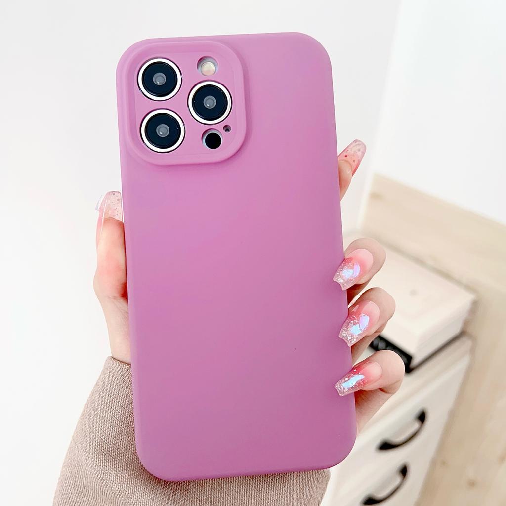 Liquid Apple Silicone Thickened Case Suitable for Apple 15PROMAX mobile phone case iPhone11 solid color 13/14
