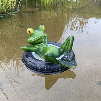 Ornement Grenouille en Résine Sculpture Vue d'Eau Flottante Décoration Grenouille pour Aquarium Ornement pour Jardin Étang Piscine Décor Extérieur