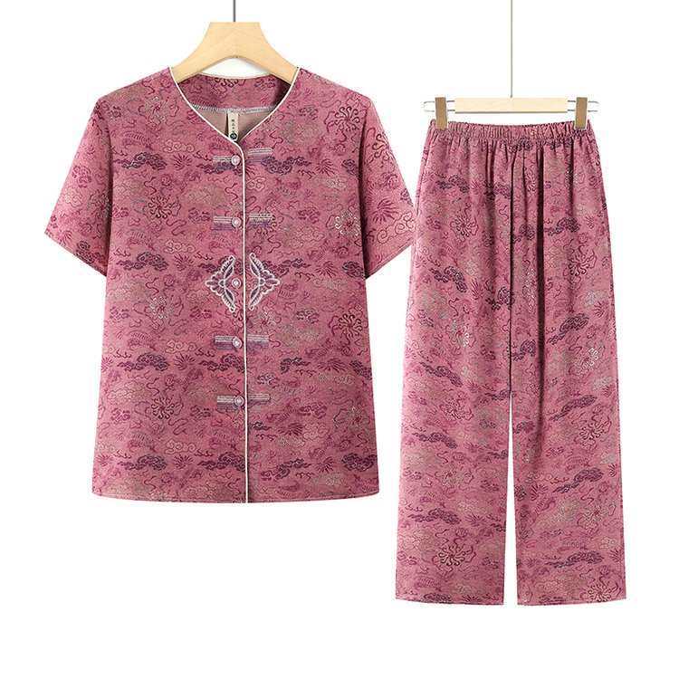 Grandma's 2026 Summer Short-Sleeve Shirt Set for Middle-Aged and Elderly Women