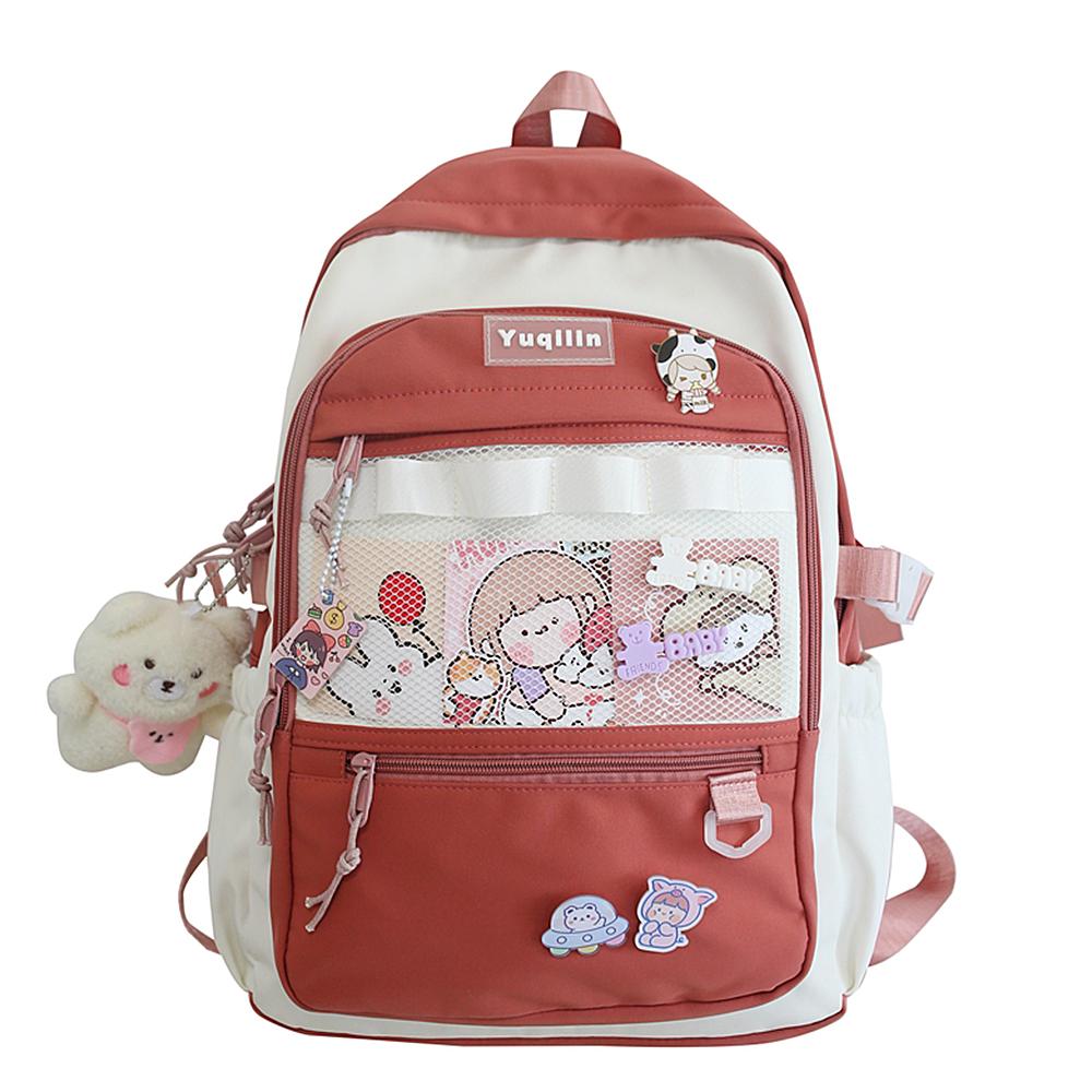 Kawaii Backpack with Pins Kawaii School Backpack Cute Aesthetic Backpack Cute Kawaii Backpack for Teenage Girls Trave
