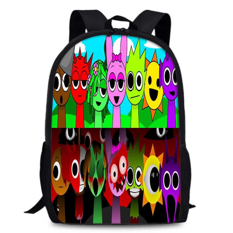 Sprunki 15in Large Capacity Backpack Durable Oxford Fabric School Bag For Students Teens Lightweight Design