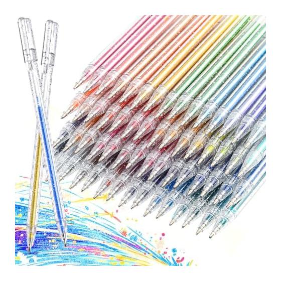Gel ballpoint glitter pen 60 colors set