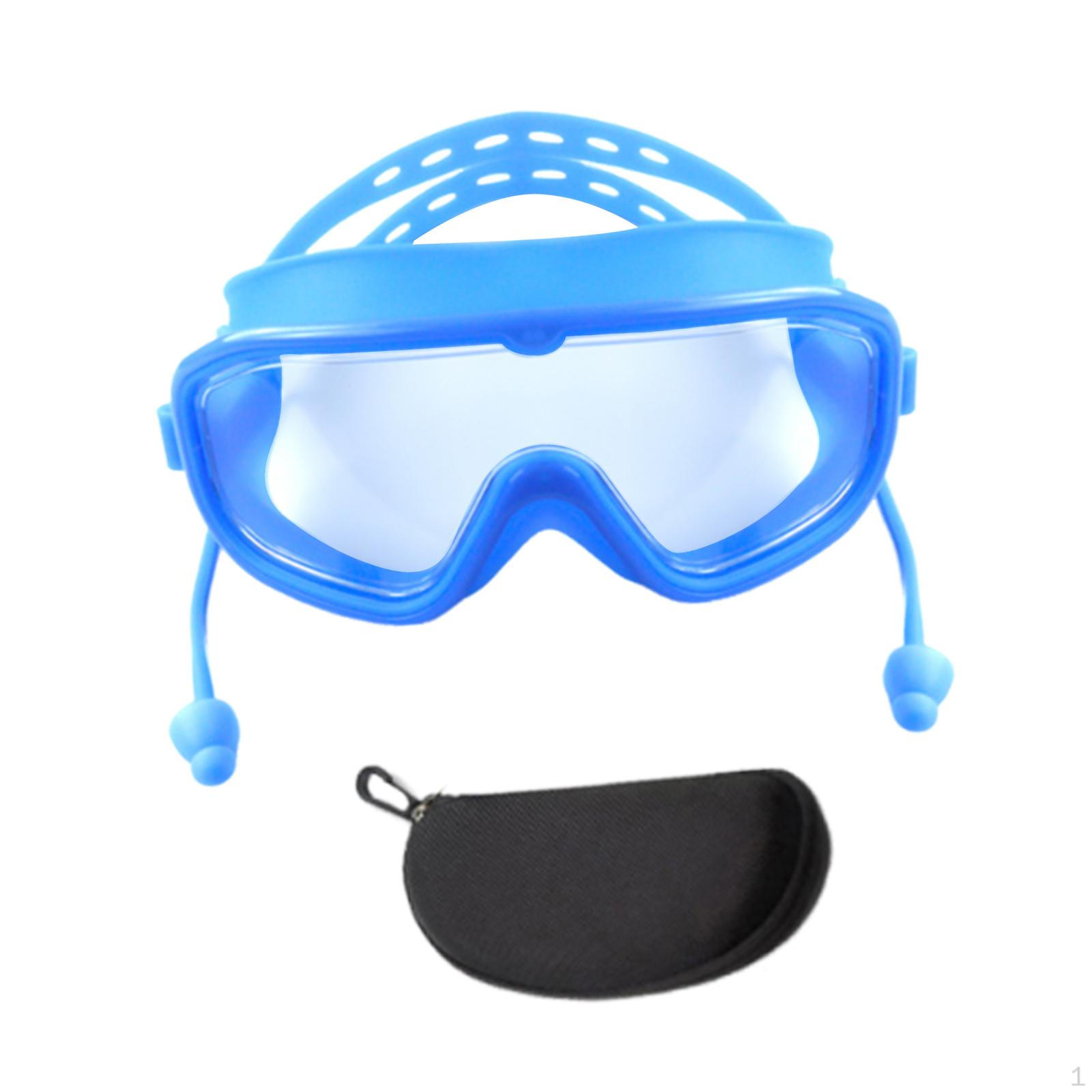 

Adjustable Swim Goggles for Adults with Earplugs And Clear синий
