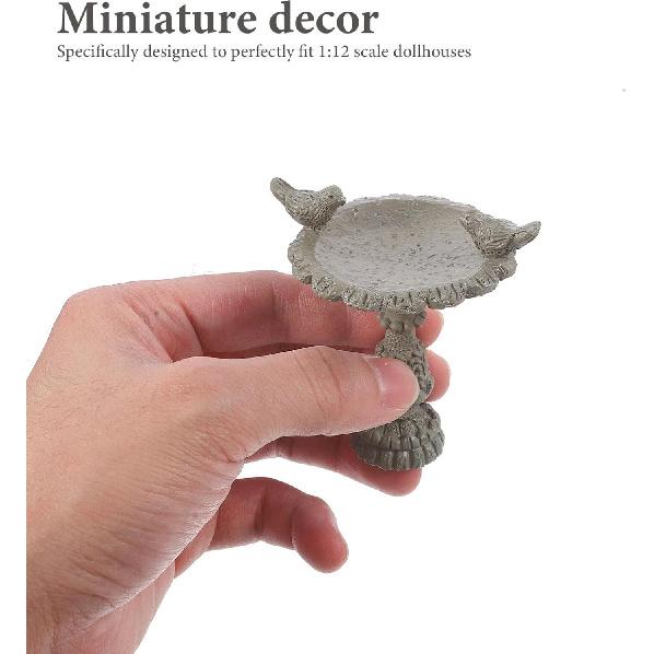 Dollhouse Miniature Birdbath Miniature Fairy Garden Polyresin Miniature Bird Bath Garden Outdoor Center Foutain Resin Fairy Garden Furniture Vintage