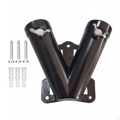 Double Flagpole Bracket Aluminum Alloy 2Position Flag Mount Rust Wall Holder for
