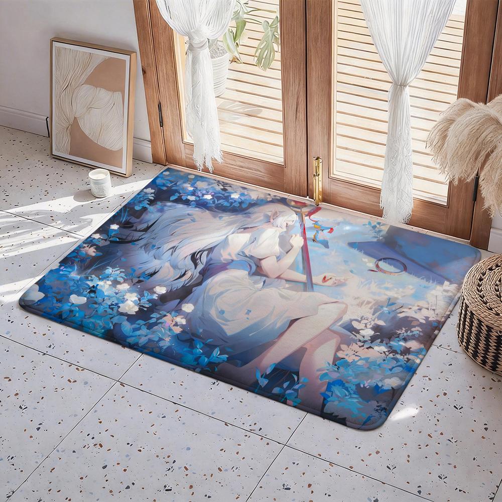 Anime Frieren: Beyond Journey's End Floor Mat Eco Flannel Doormat Non Slip Odorless Indoor Floor Rug Soft Short Plush Home Mat