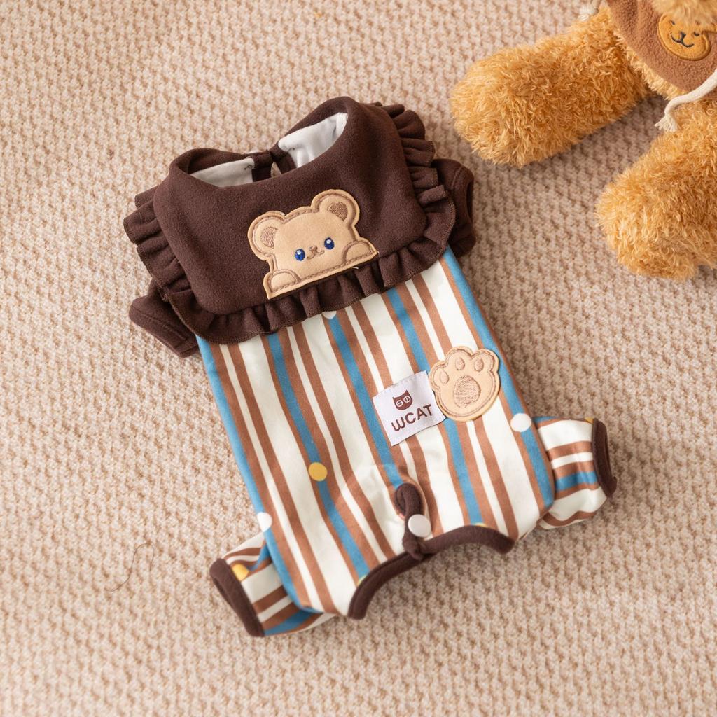 Autumn and Winter New Models Fei Navy Lace Collar Four-legged Belly Coat Dog Clothes Cat Clothes