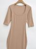 Spicy Girl Slim-Fit Trapezoid Neck Mid-Sleeve Fishtail Dress - Waist-Cinching, Figure-Flattering Skirt