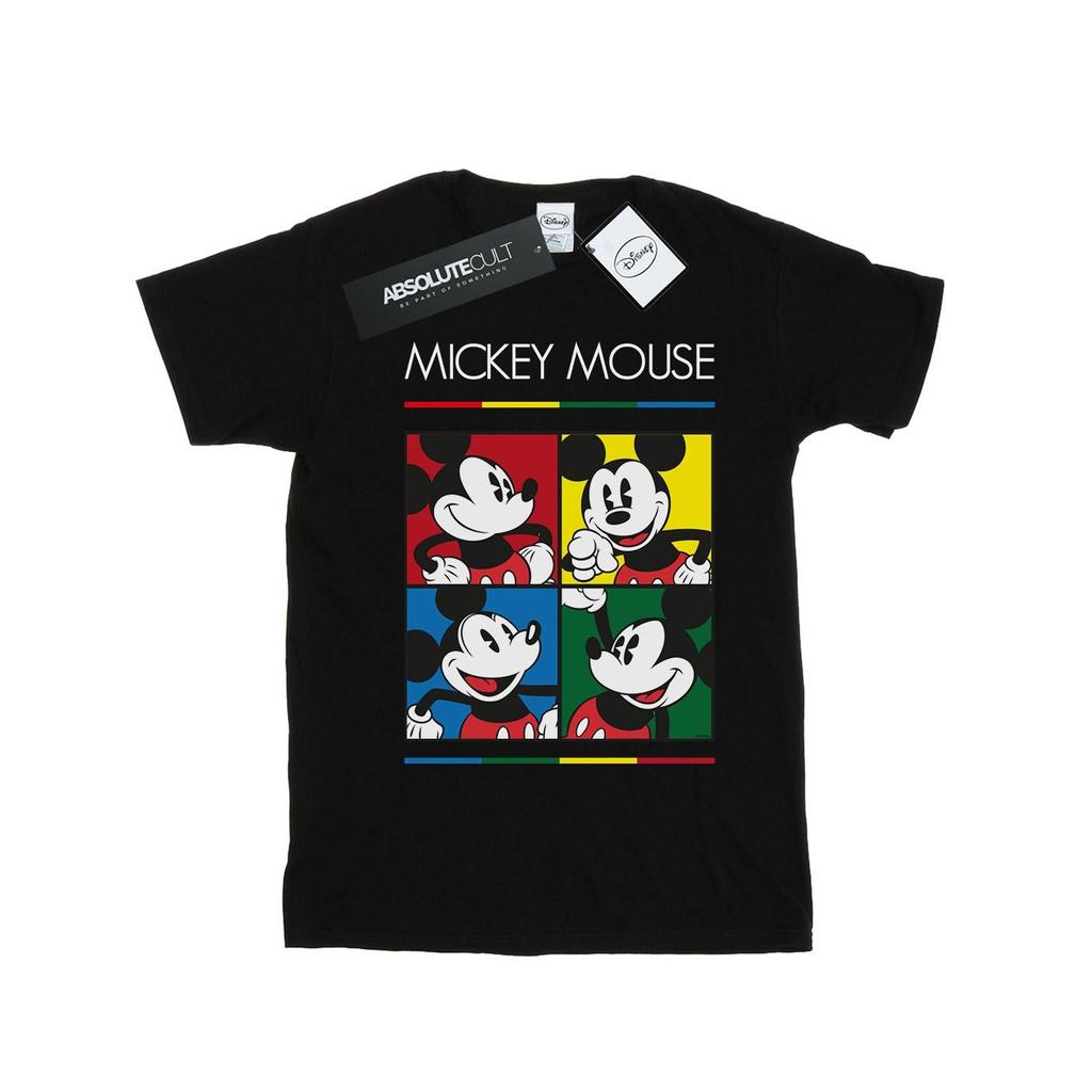 Disney Womens/Ladies Mickey Mouse Square Colour Cotton Boyfriend T-Shirt