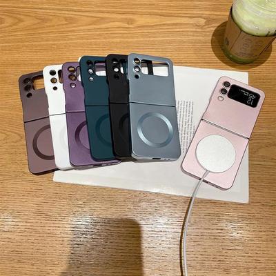 Magnetische kabellose Ladehülle Magsafe für Samsung Galaxy Z Flip6 Flip5 Flip4 3 5g Matte Silikon-Rückseite Zflip Flip 6 5 4 3
