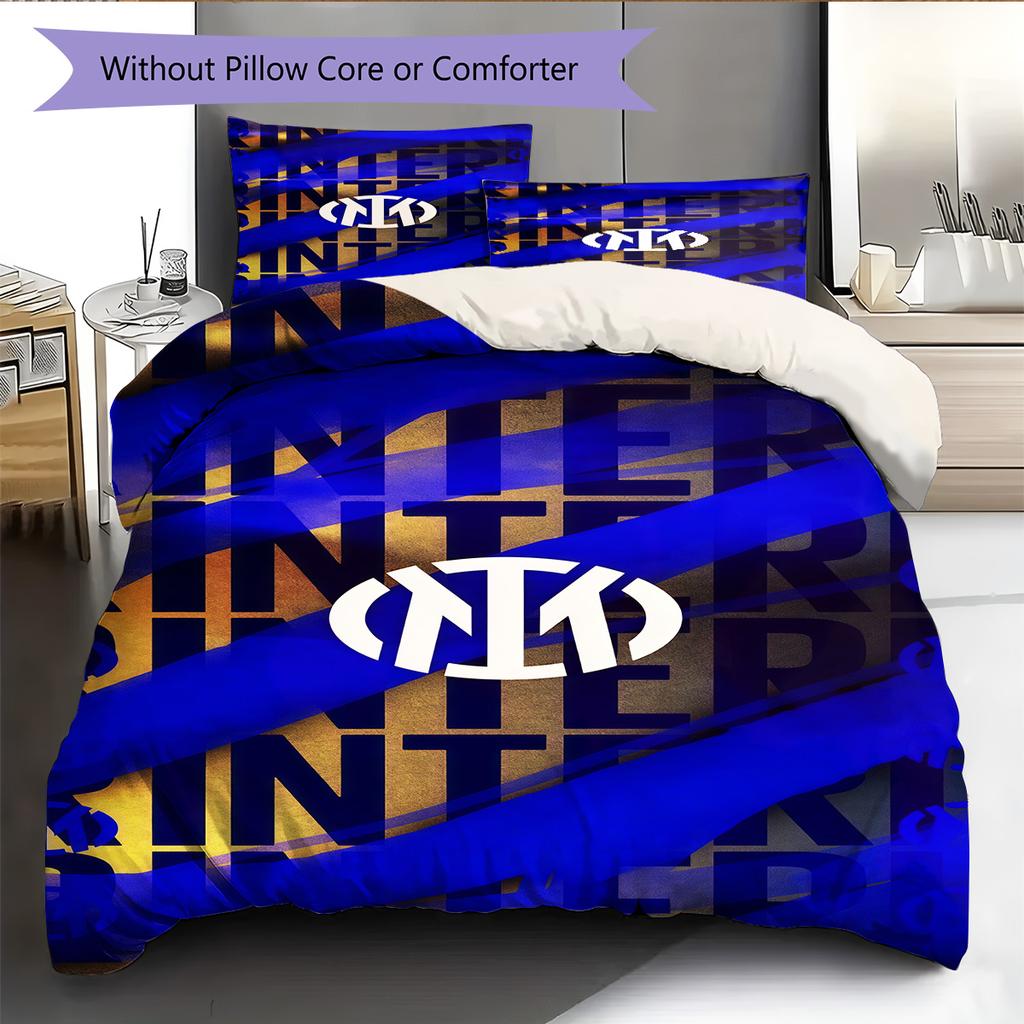 Inter Milan logo  Pattern Bedding Quilt Set Quilt Cover Pillowcase Home Decoration Birthday Gift (1 * duvet cover + 2 * pillowcase, without core)