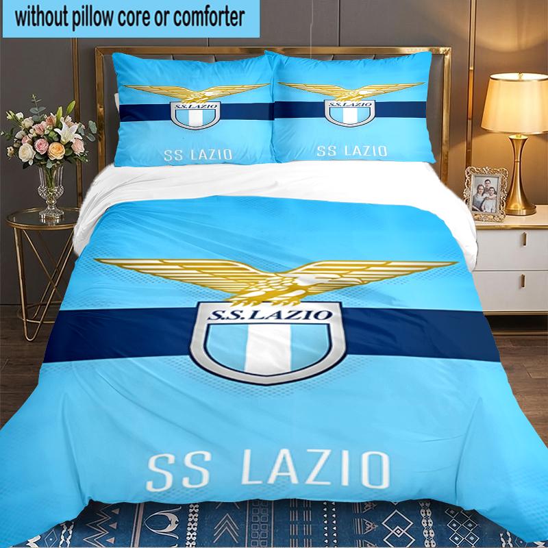 3PCS Lazio Football Crest Bedding set,Ideal For1pc Duvet Cover And 2pcs Pillowcases Perfect for Christmas gift,Ideal for Bedroom, Dormitory