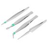 7 Pcs Stainless Steel Precision Tweezers Set Flat and Bent Rubber Tipped Anti-Static Tweezers Industrial Rubber Tipped Tweezers