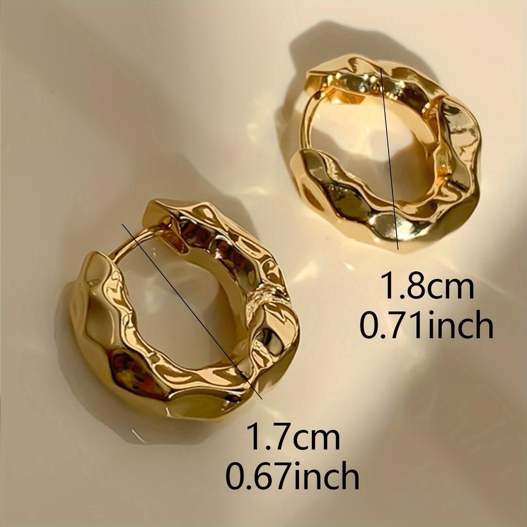 Tiny Exquisite Pleated Hoop Earrings Copper Jewelry Vintage Leisure Style Trendy Female Earrings for Daily Casual