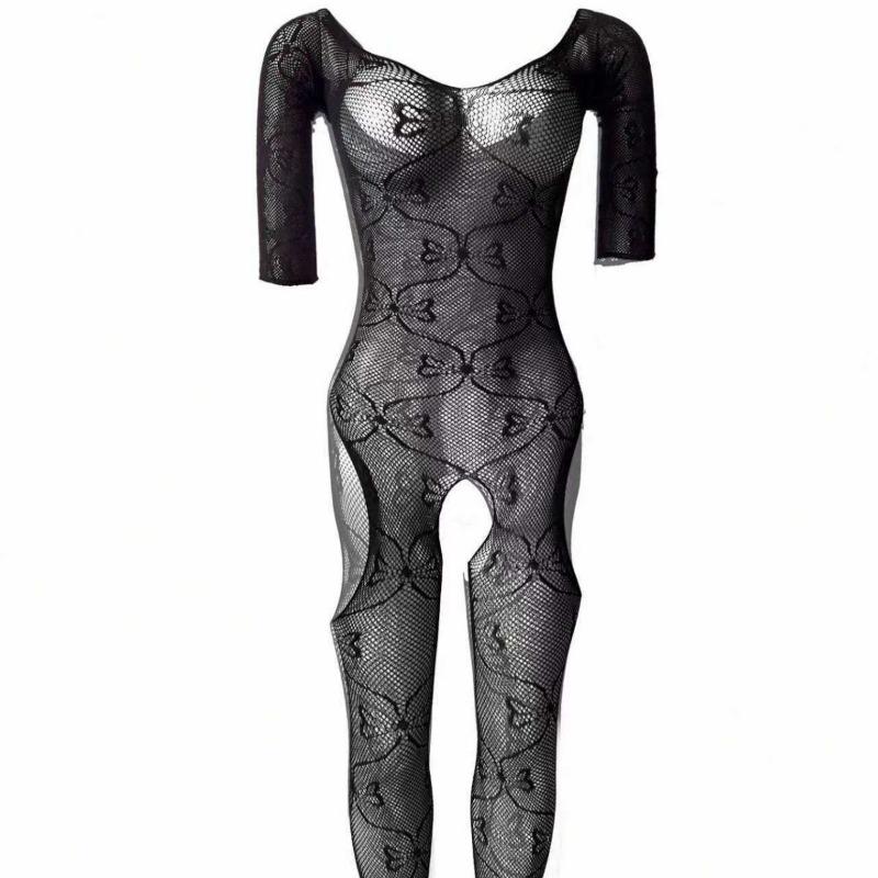 Sexy Open Crotch One Piece Mesh Bodystocking Intimate Lingerie For Women
