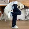 High Waist Wide Leg Jeans Women's 2025 Spring Season Worn-In Look Plaid Patchwork Cuffed Denim Loose Fit Straight Leg Trousers