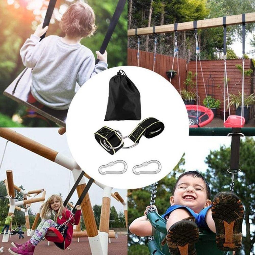 Nylon Material Tree Swing Hanging Kit Safer Lock Carabiners Carabiner Hooks Swing Straps 1.5m Length Swivel Hanging Straps