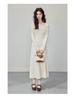 Korean Style Autumn Winter Knit Cinched Waist Slimming Long Dress for Ladies